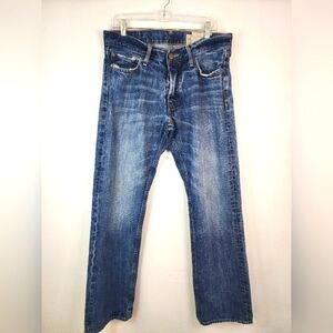 Hollister Men's Denim Blue Classic Straight Leg 5 pocket Whisker Jeans, sz 32x32